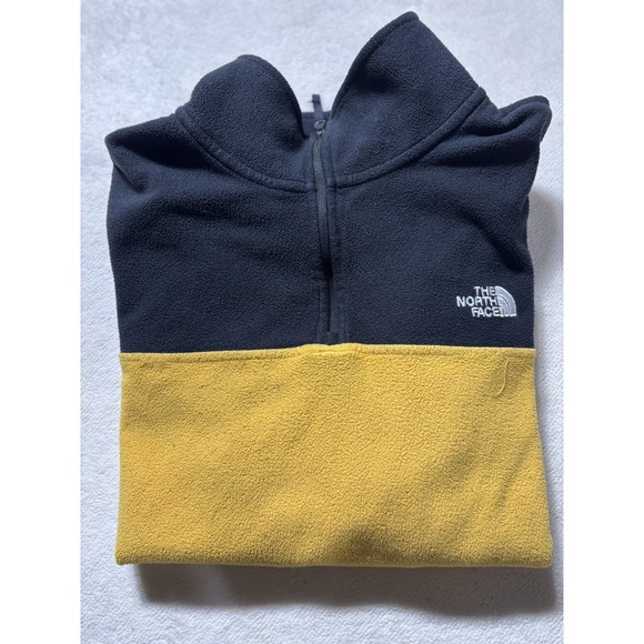 The North Face Fleece Quarter Zip Jacket Men's Size Small Black/Yellow - Picture 8 of 8